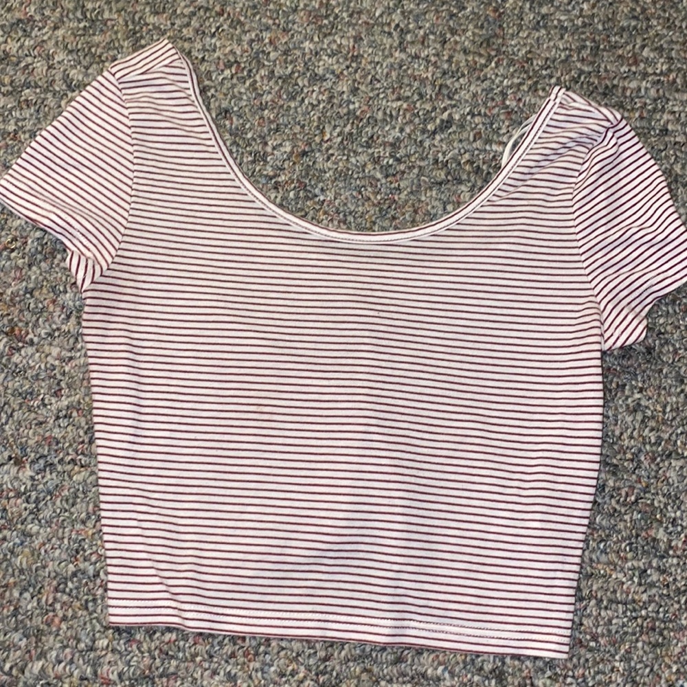 Burgundy and white crop top